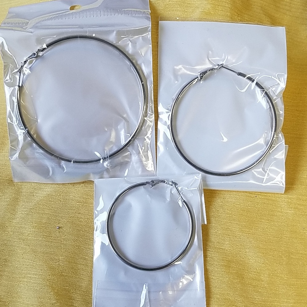 S, M, L, size, silver platinum color hoops
